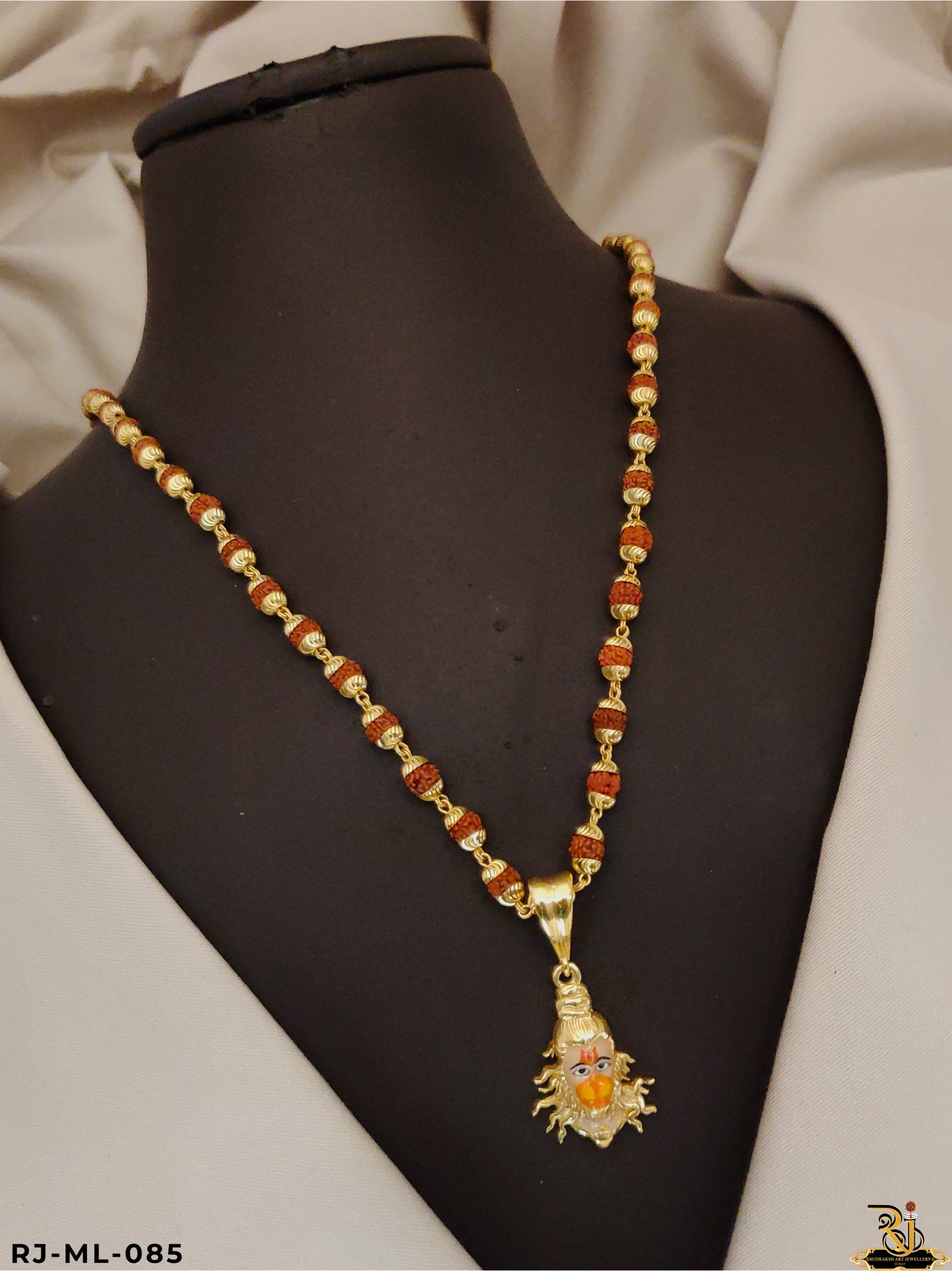 Fascinating Lord Hanuman Face Pendant with Red Rudraksh Mala for men's-ML-085