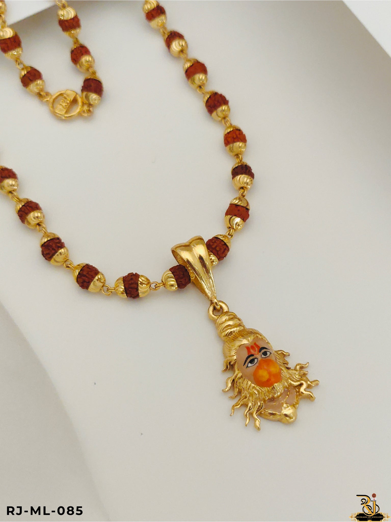 Fascinating Lord Hanuman Face Pendant with Red Rudraksh Mala for men's-ML-085