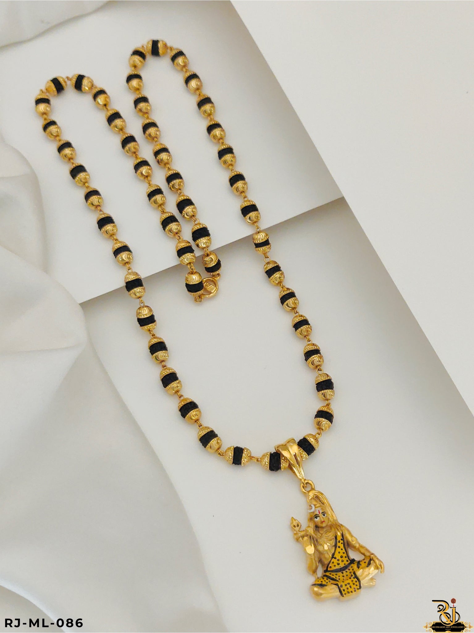 Furious Lord Mahadev Pendant with 5 Mukhi Rudraksh Mala for men's-ML-086
