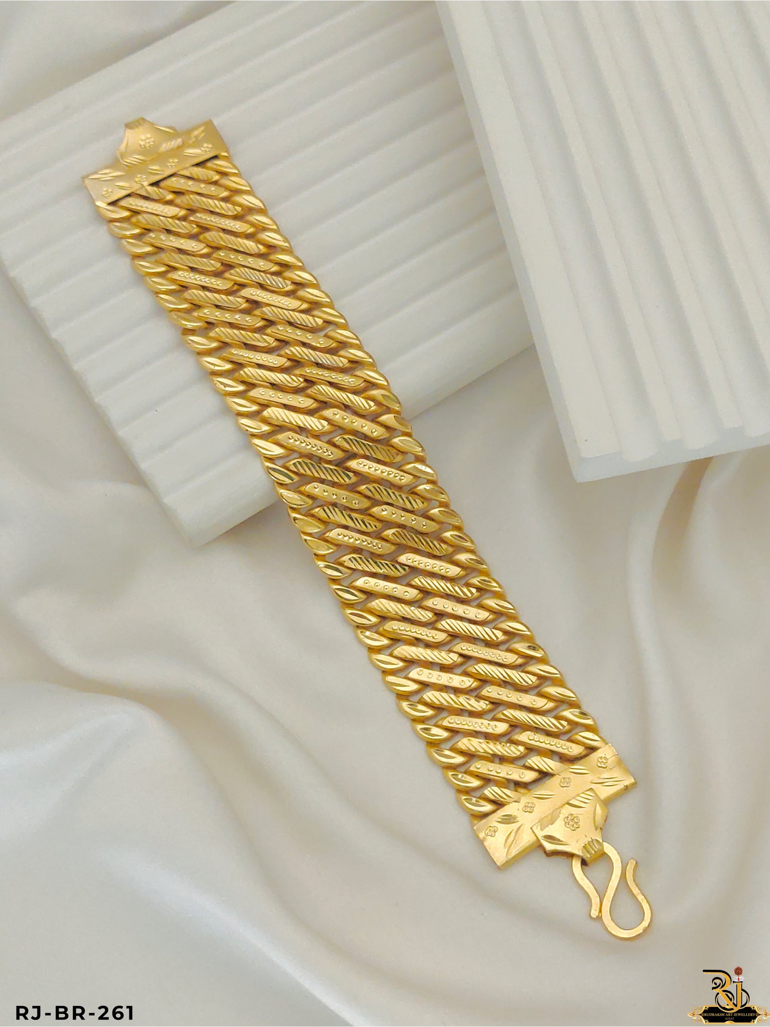Premium Quality 2 -Line Pokal with Leaf Design Bracelet for Men-BR-261