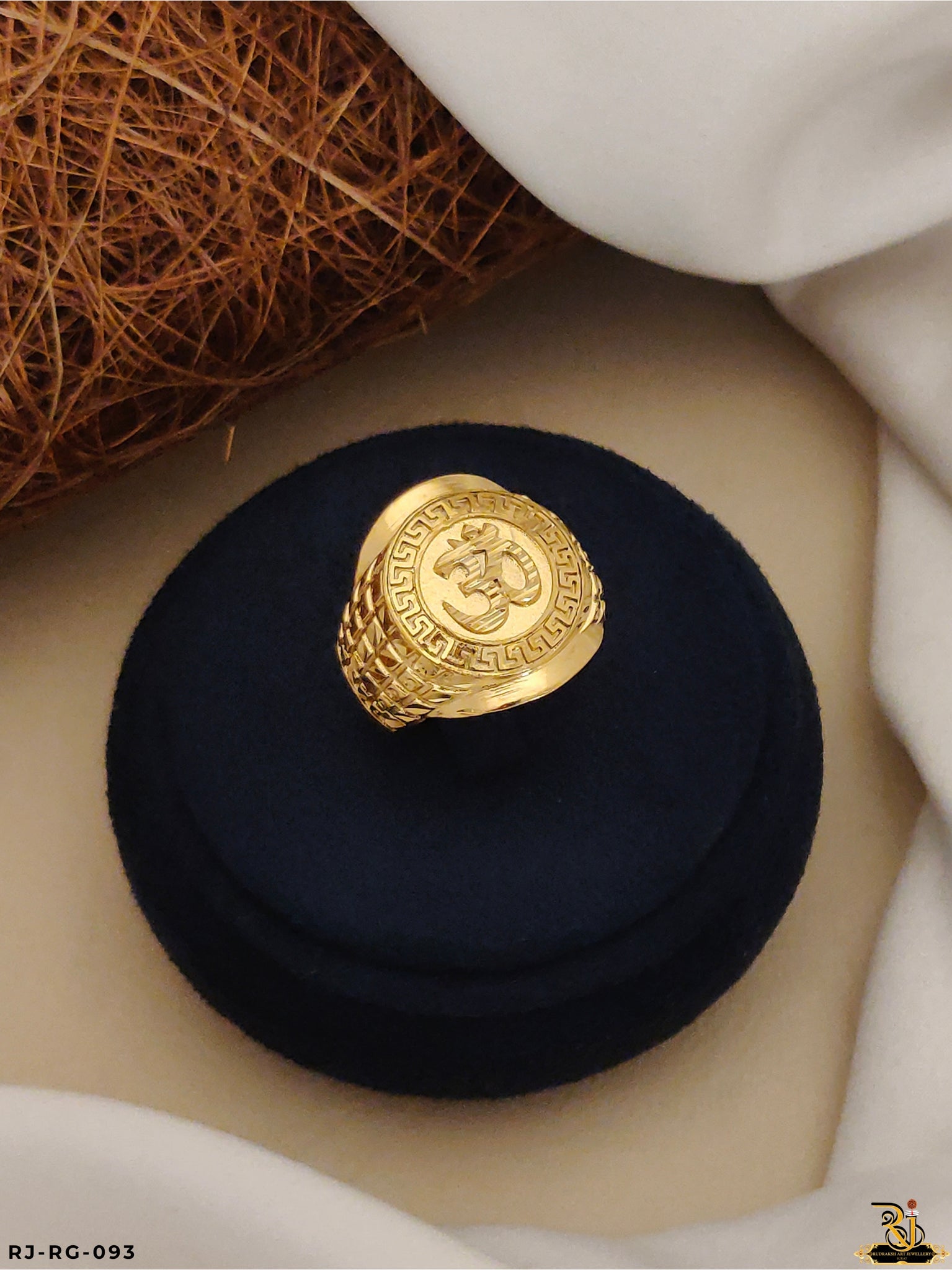 Religious and Stunning Om Design Gold-Plated Ring for men's(Daily USE)RG-093