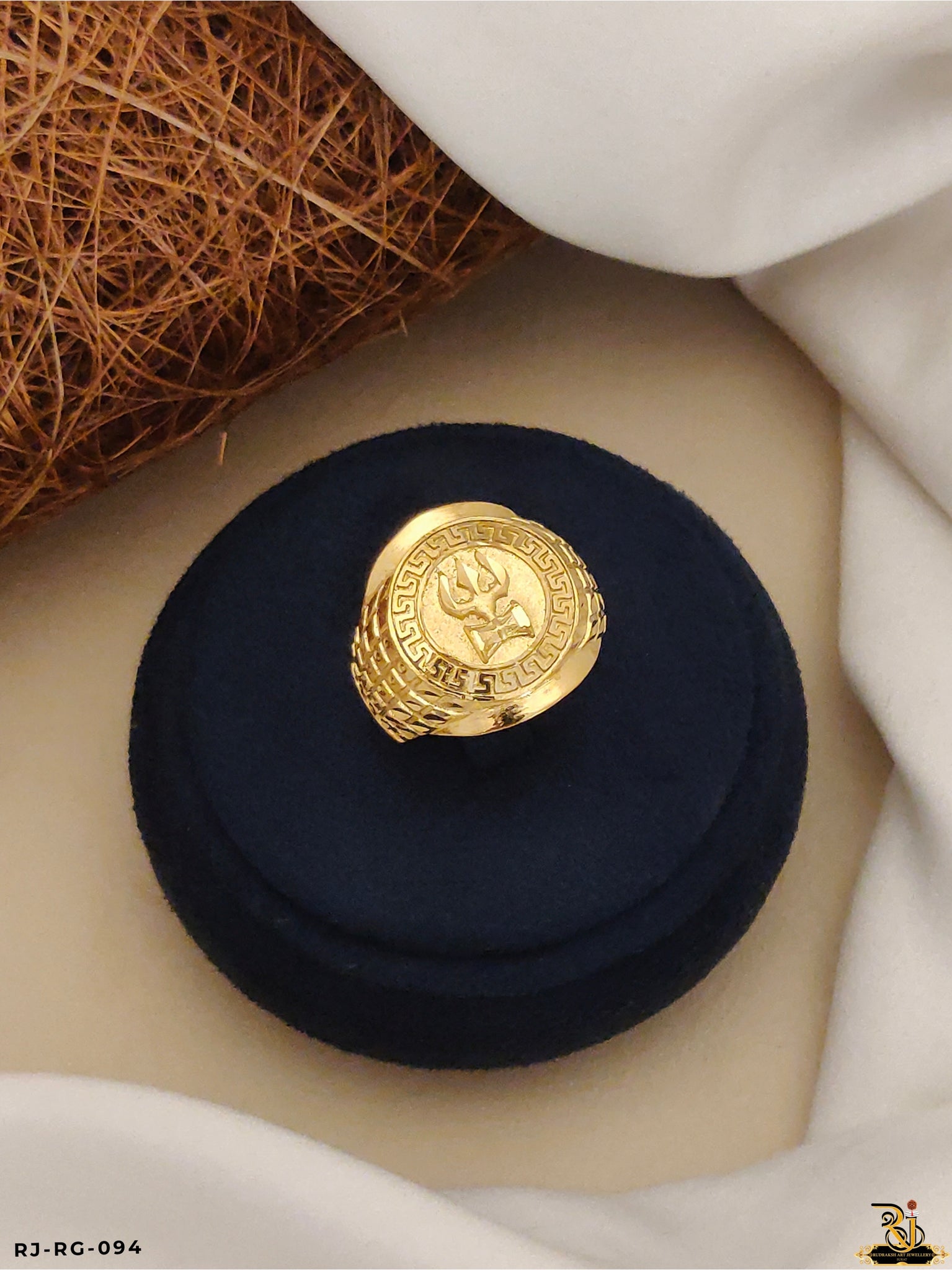 Symbol of Shiva Trishul Design Gold Plated Ring for Men's(Daily USE) RG-094
