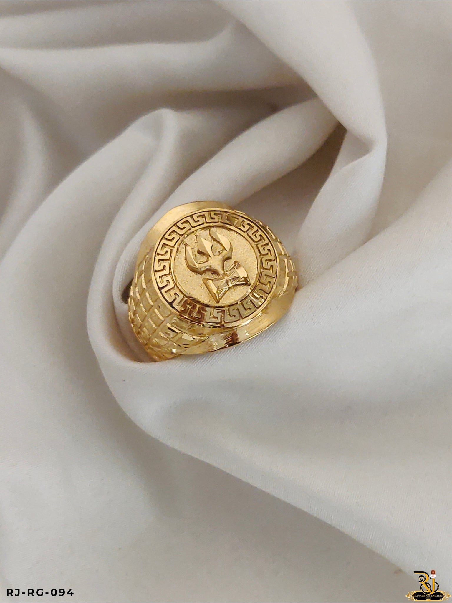 Symbol of Shiva Trishul Design Gold Plated Ring for Men's(Daily USE) RG-094