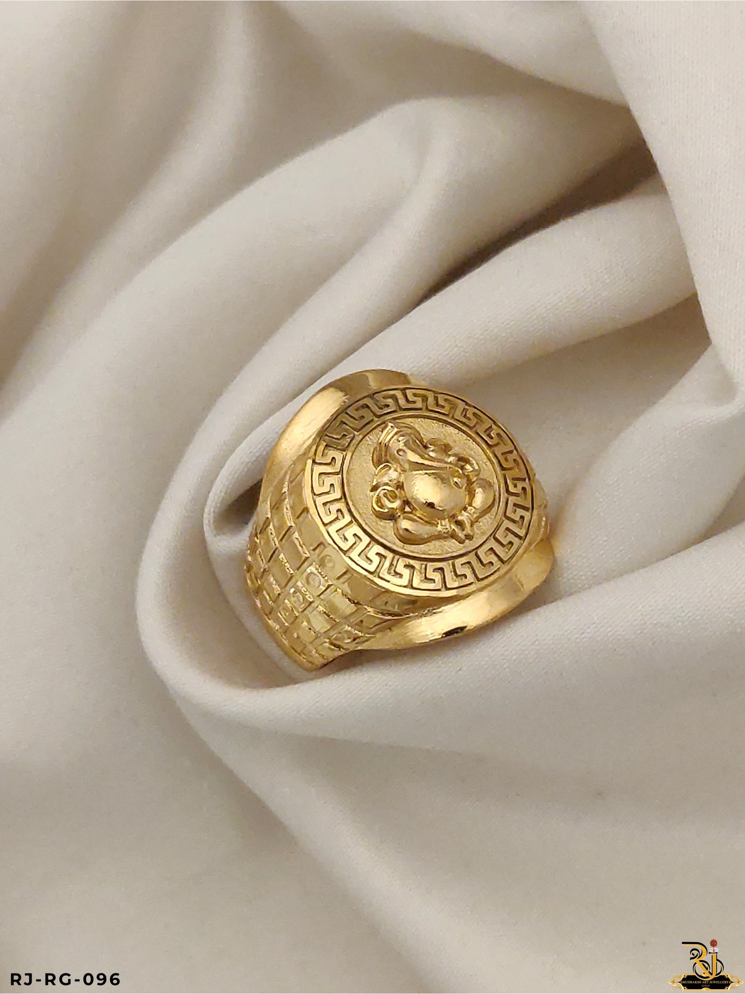 Religious Rajwadi Ganapati Bappa Gold Plated Rings for Men's(Daily USE )RG-096