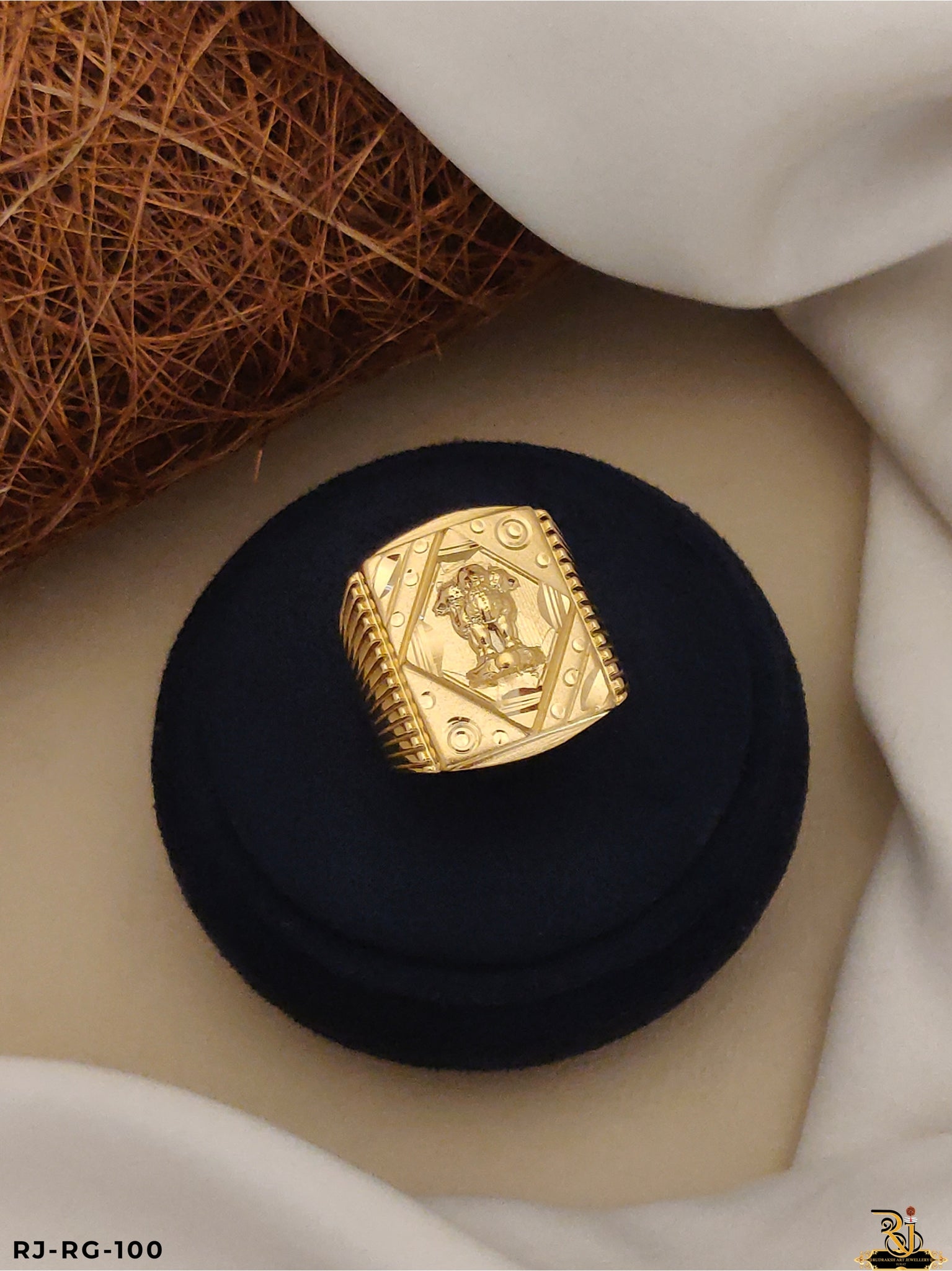 Bold & Beautiful Statement Ashok Stambh Design Gold-Plated Ring for Men (Daily USE)-RG-100