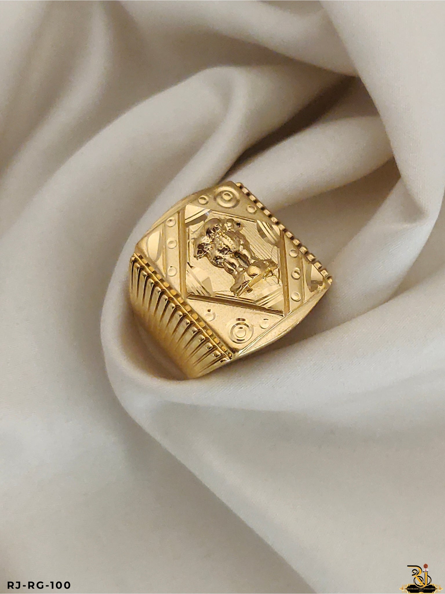 Bold & Beautiful Statement Ashok Stambh Design Gold-Plated Ring for Men (Daily USE)-RG-100