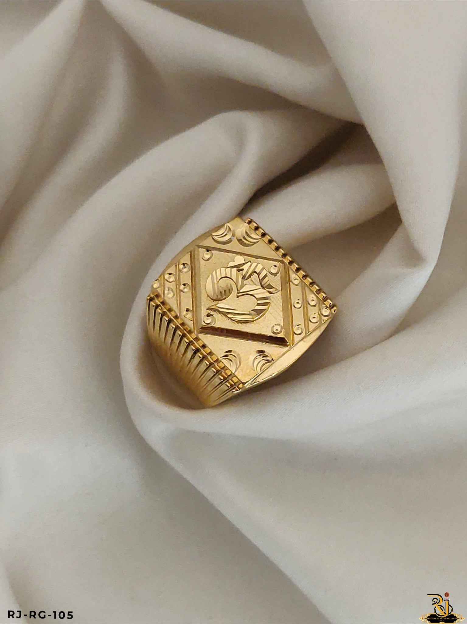 Religious Om Design Gold Plated  Ring For Men's (daily Use) -RG-105
