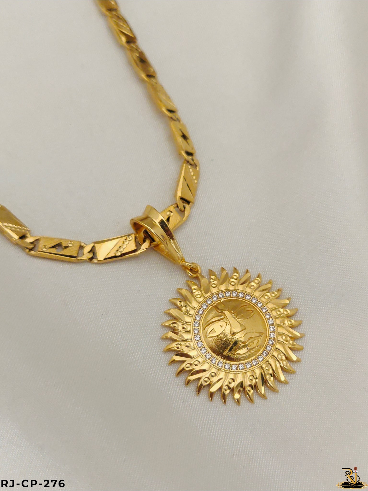 Surya Shakti Gold Pendant With Biscuit Chain for Men's CP-276