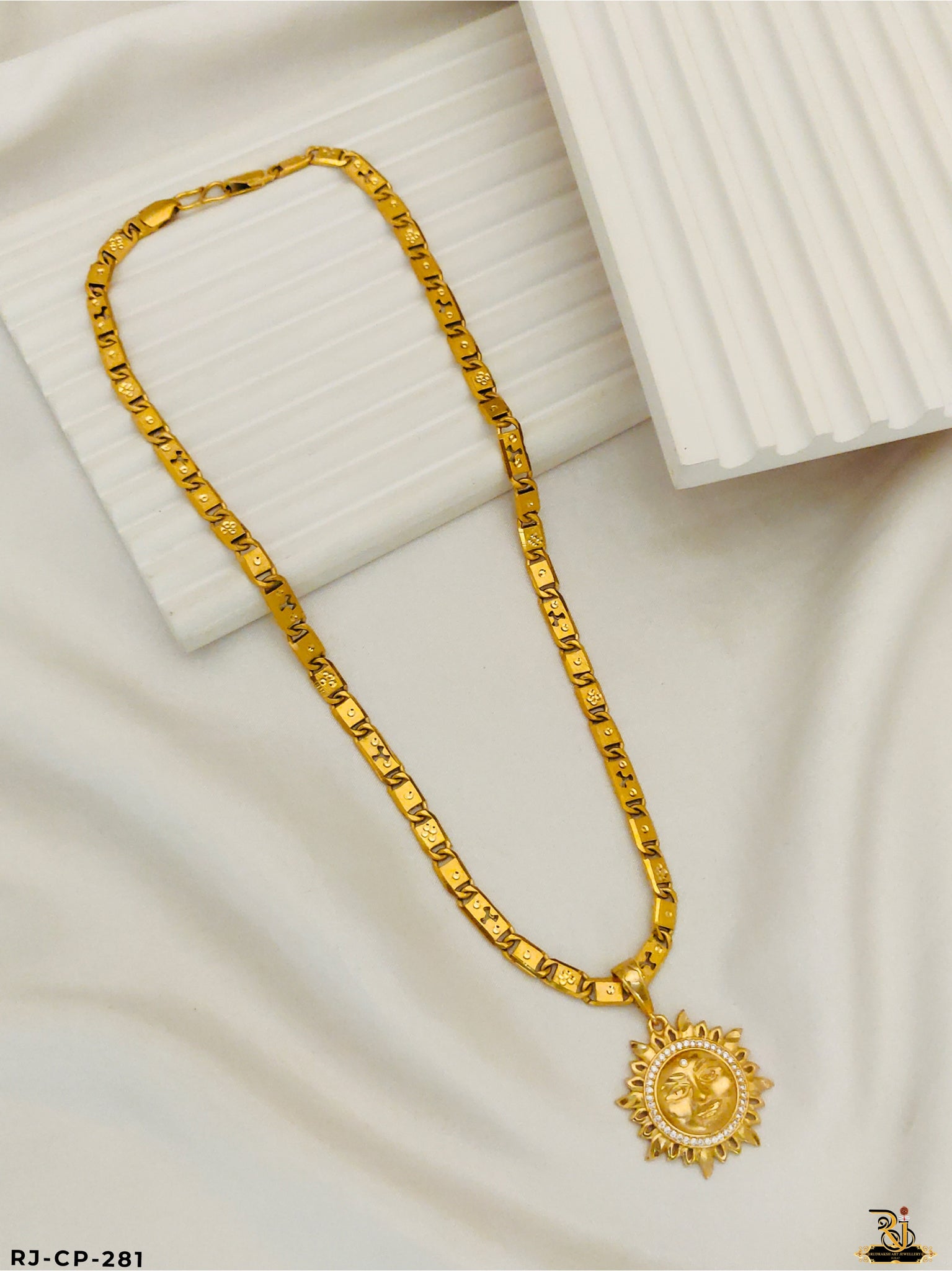 Majestic Sun Emblem Pendant With Biscuit Chain for Men's CP-281