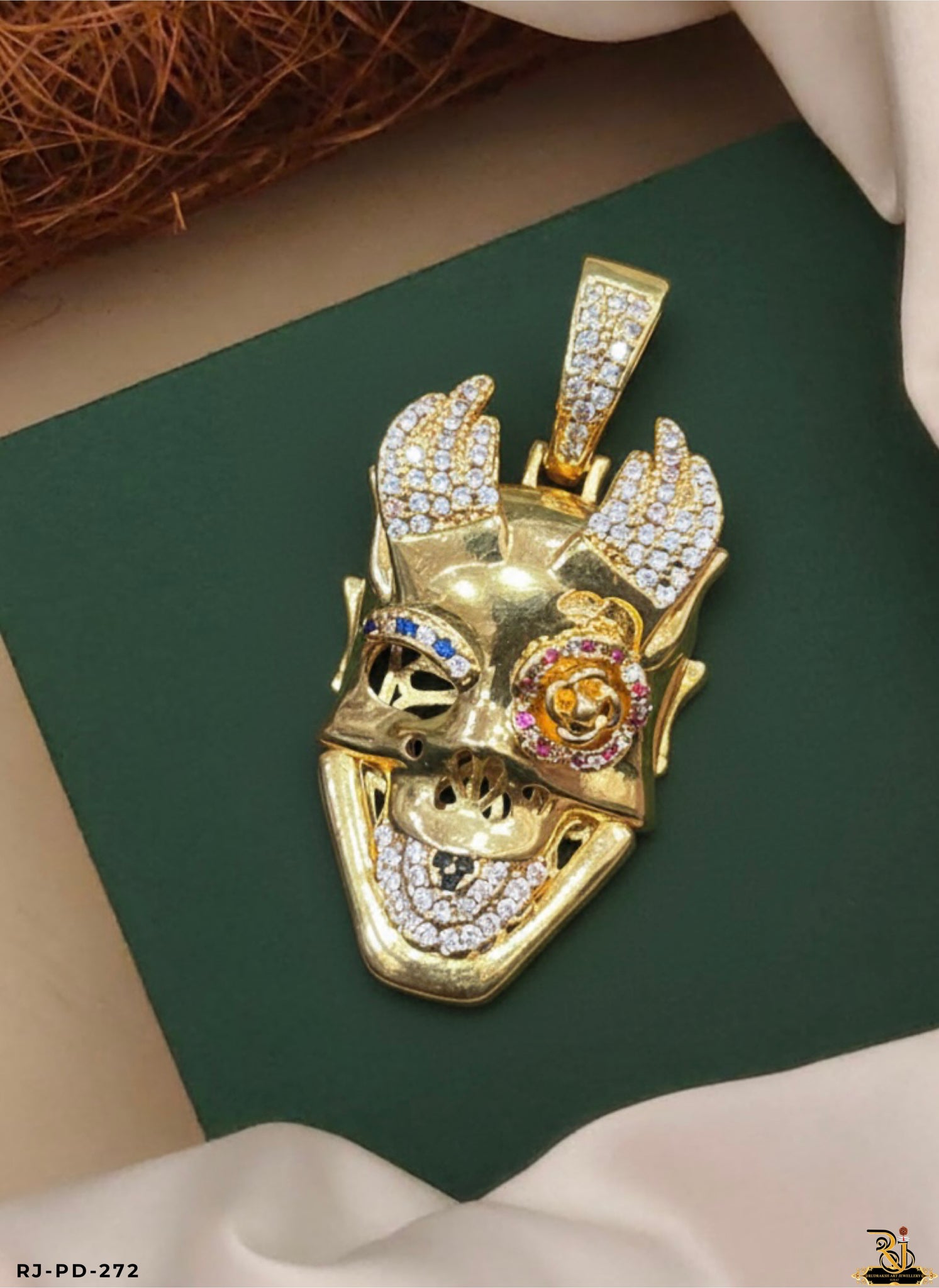 Diamond & Drip Multi Coloured Joker Face Pendant For Men's-PD-272