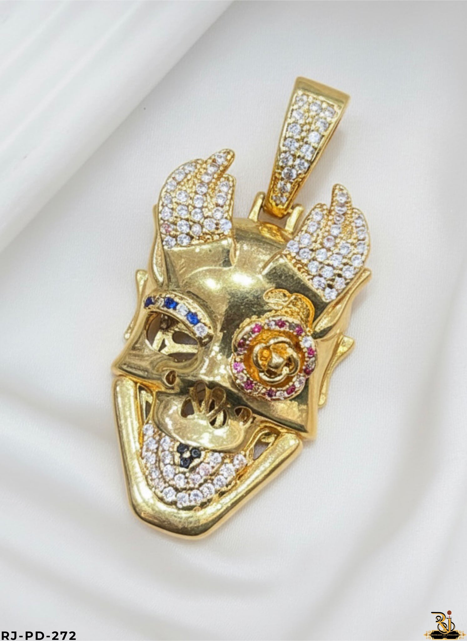 Diamond & Drip Multi Coloured Joker Face Pendant For Men's-PD-272
