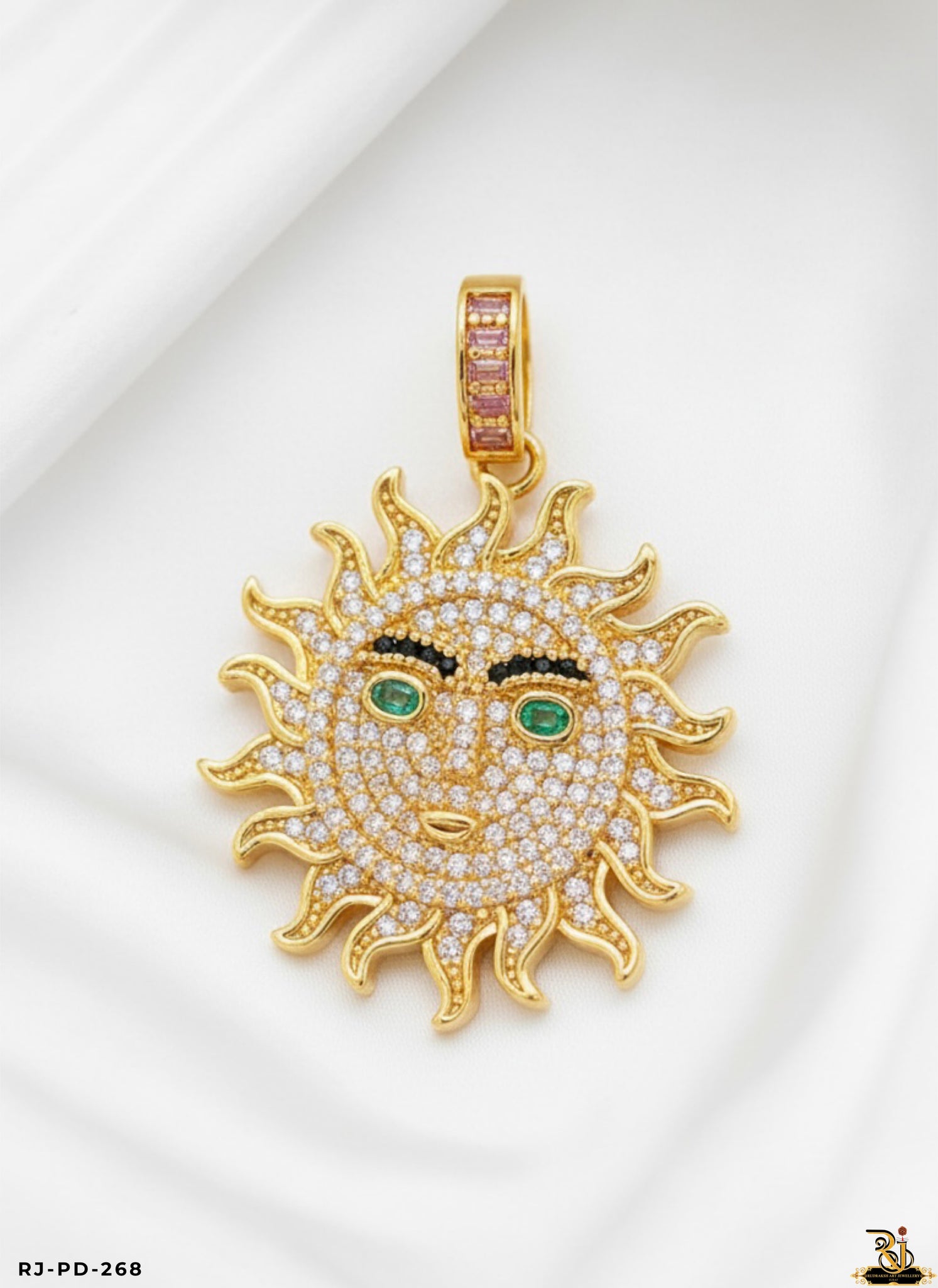 Luxury Hip-Hop Diamond Sun Face Pendant For Men's-PD-268