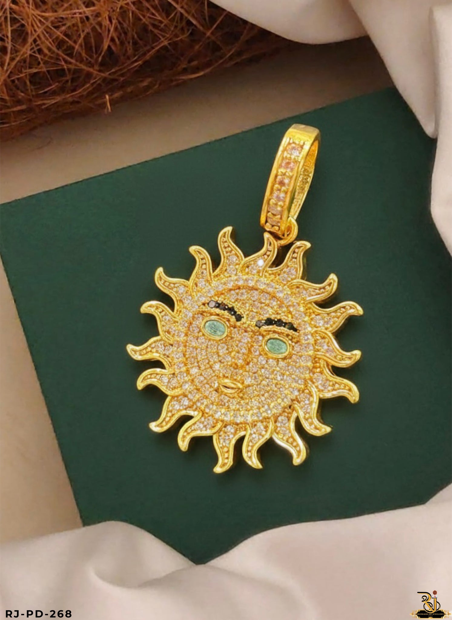 Luxury Hip-Hop Diamond Sun Face Pendant For Men's-PD-268