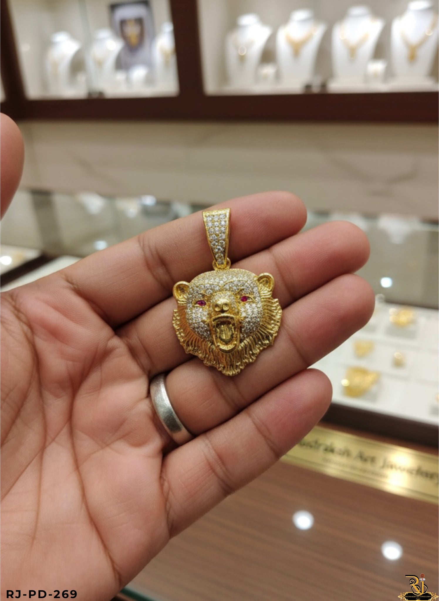 Crown Jewel Hip Hop Diamond Bear Pendant For Men's-PD-269