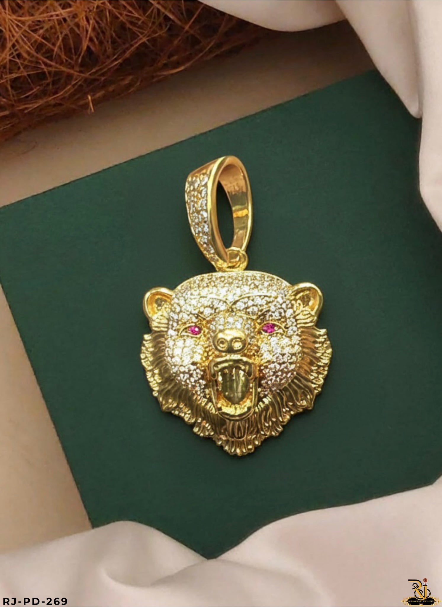 Crown Jewel Hip Hop Diamond Bear Pendant For Men's-PD-269