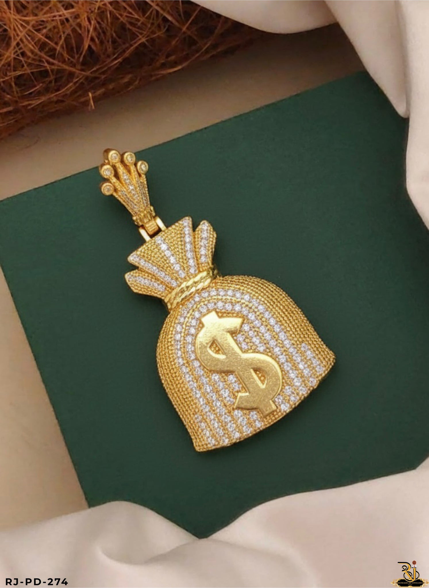 Flow & Shining Diamond Hip Hop Dollar Pendant For Men's-PD-274