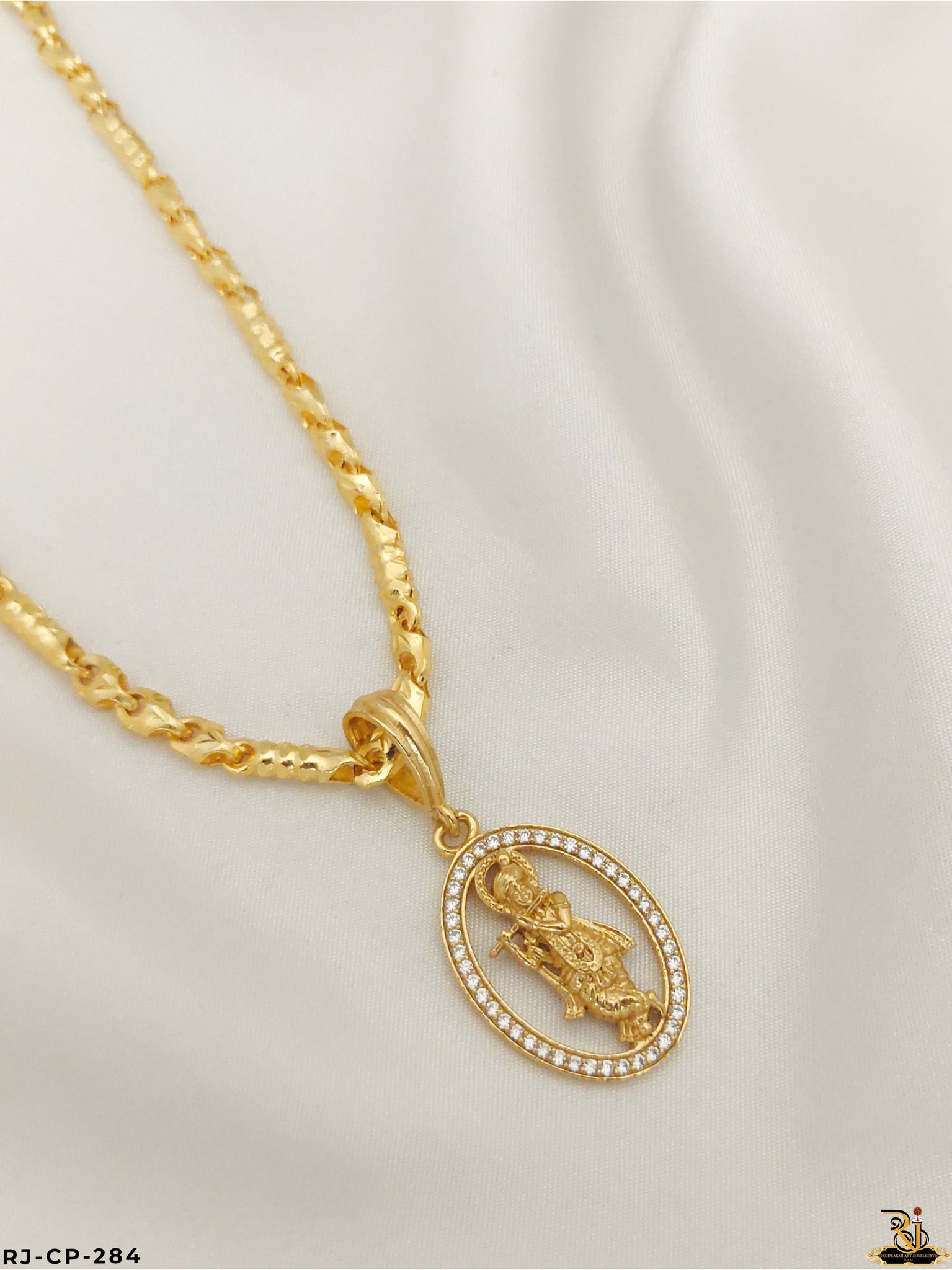 Supreme Glam Hollow Chain with Diamond Lord Krishna Pendant For Men's-CP-284