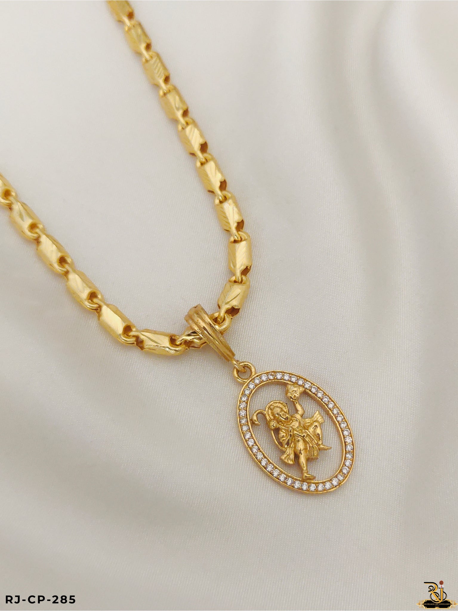 Glowstorm Hollow Design Chain with Lord Hanuman Pendant for Men's-CP-285