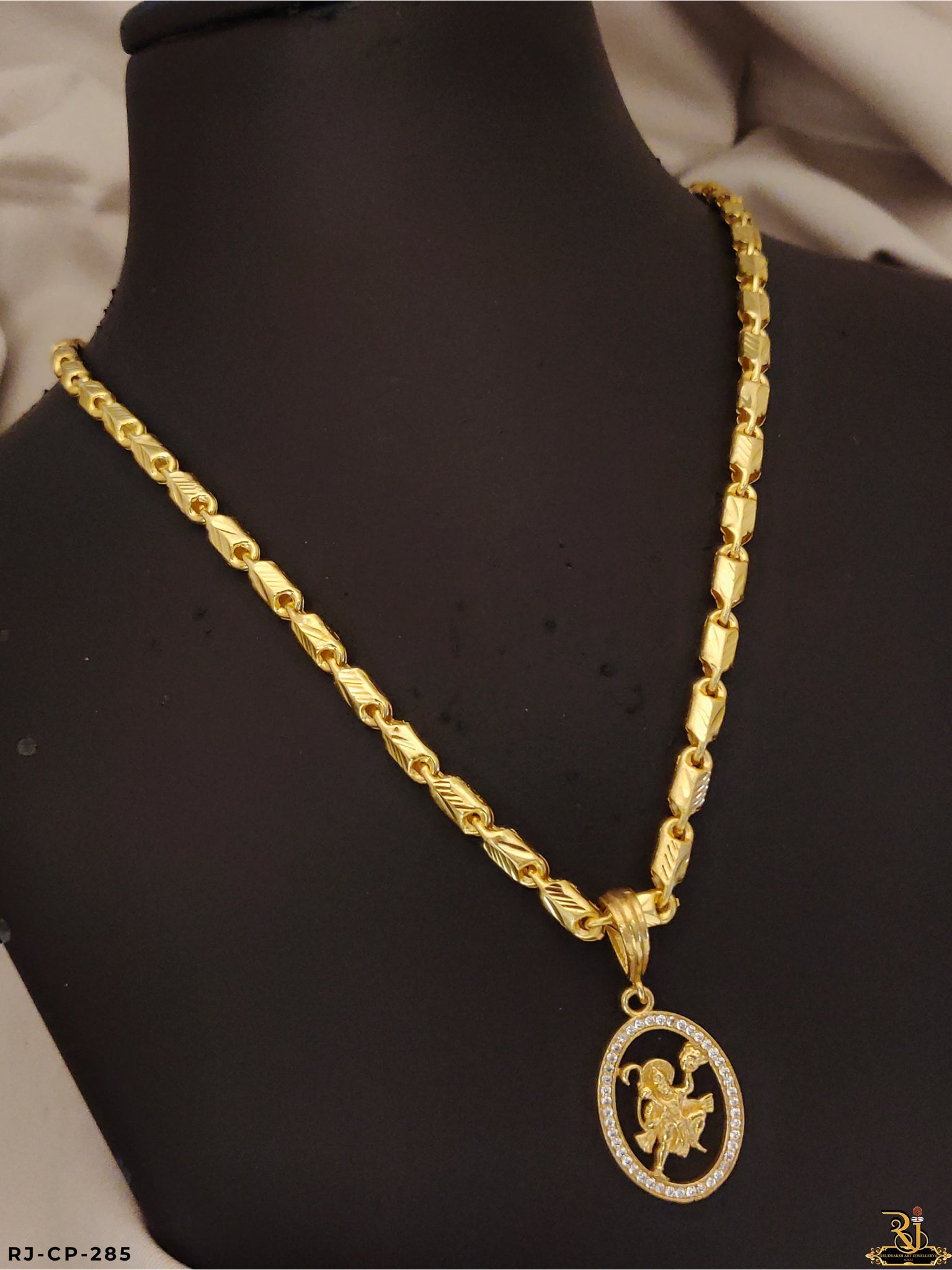 Glowstorm Hollow Design Chain with Lord Hanuman Pendant for Men's-CP-285