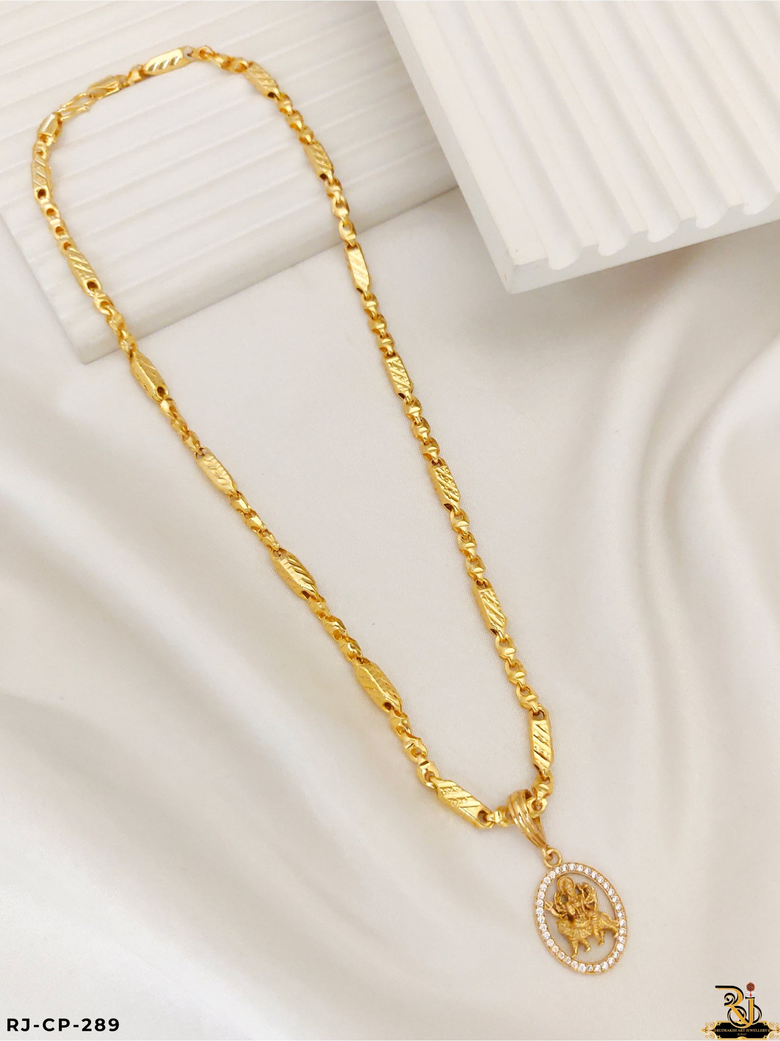 Exclusive Quality Hollow Chain with Diamond Ambe Maa Pendant For Men's-CP-289