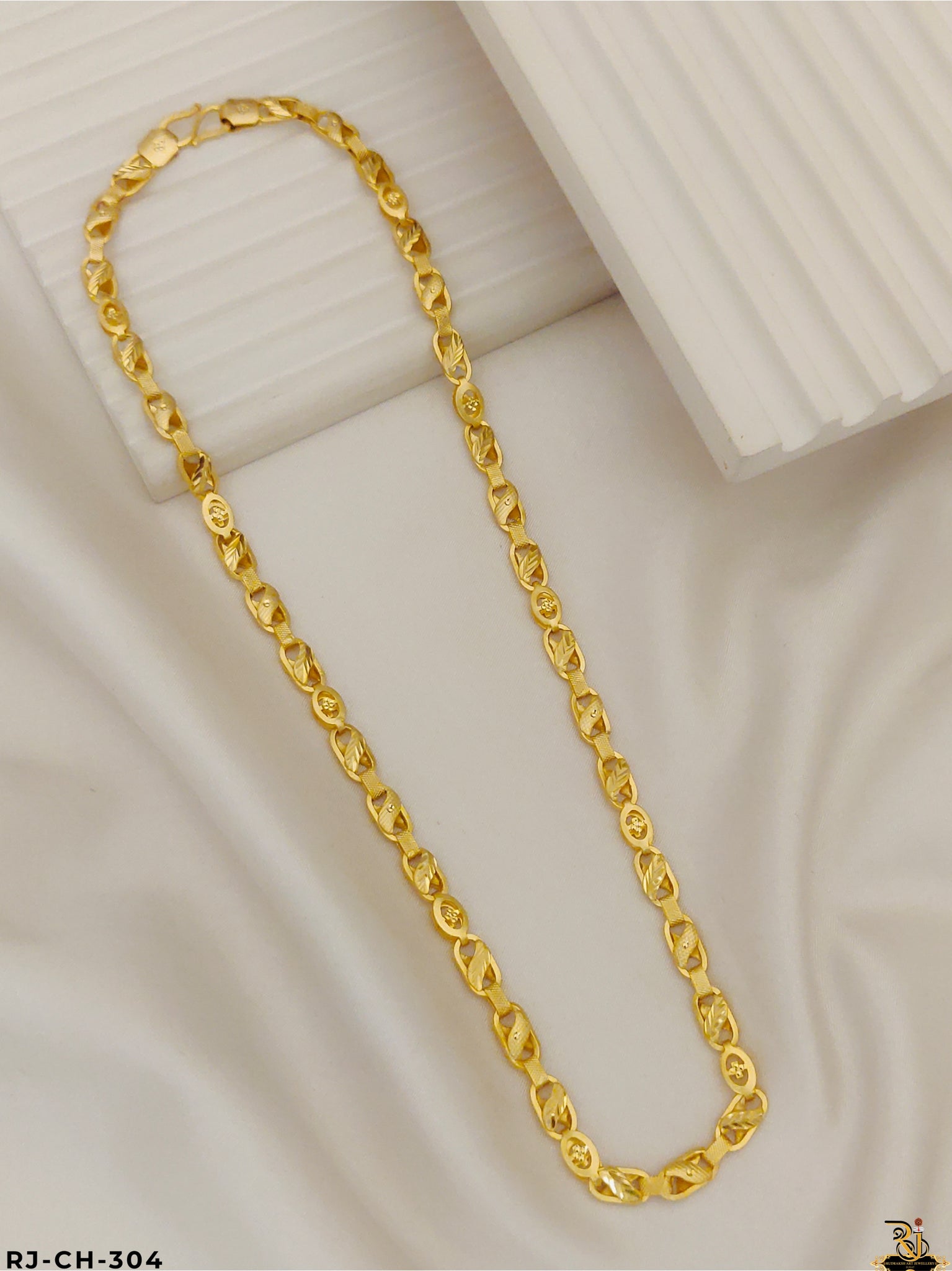 Elegant Leaf Design Indo Koyli Gold Plated Chain For Men's-CH-304