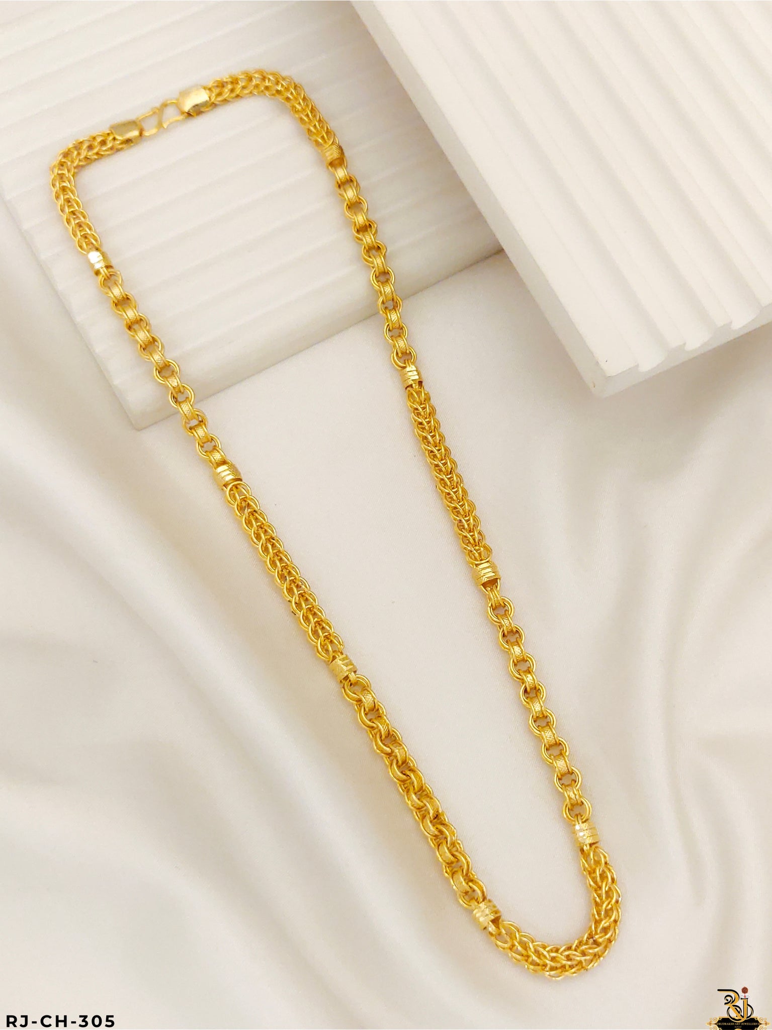 Superior Quality Kadi Dual Design Gold Plated Chain For Men's-CH-305