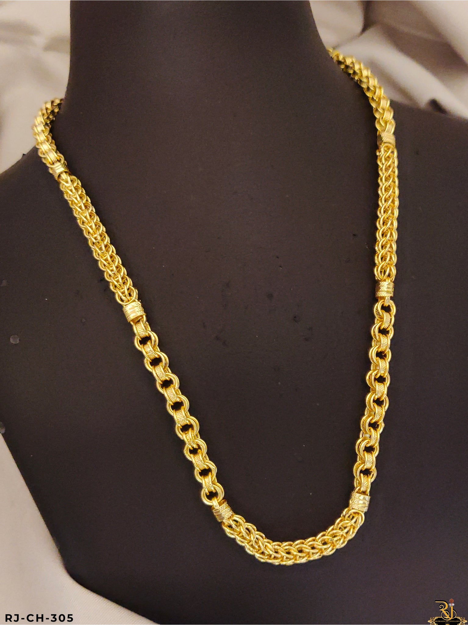 Superior Quality Kadi Dual Design Gold Plated Chain For Men's-CH-305