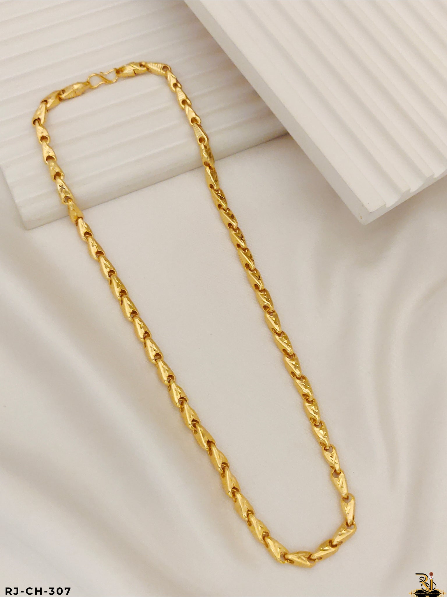 Imperial Glow Hollow Design Gold Plated Chain For Men's-CH-307