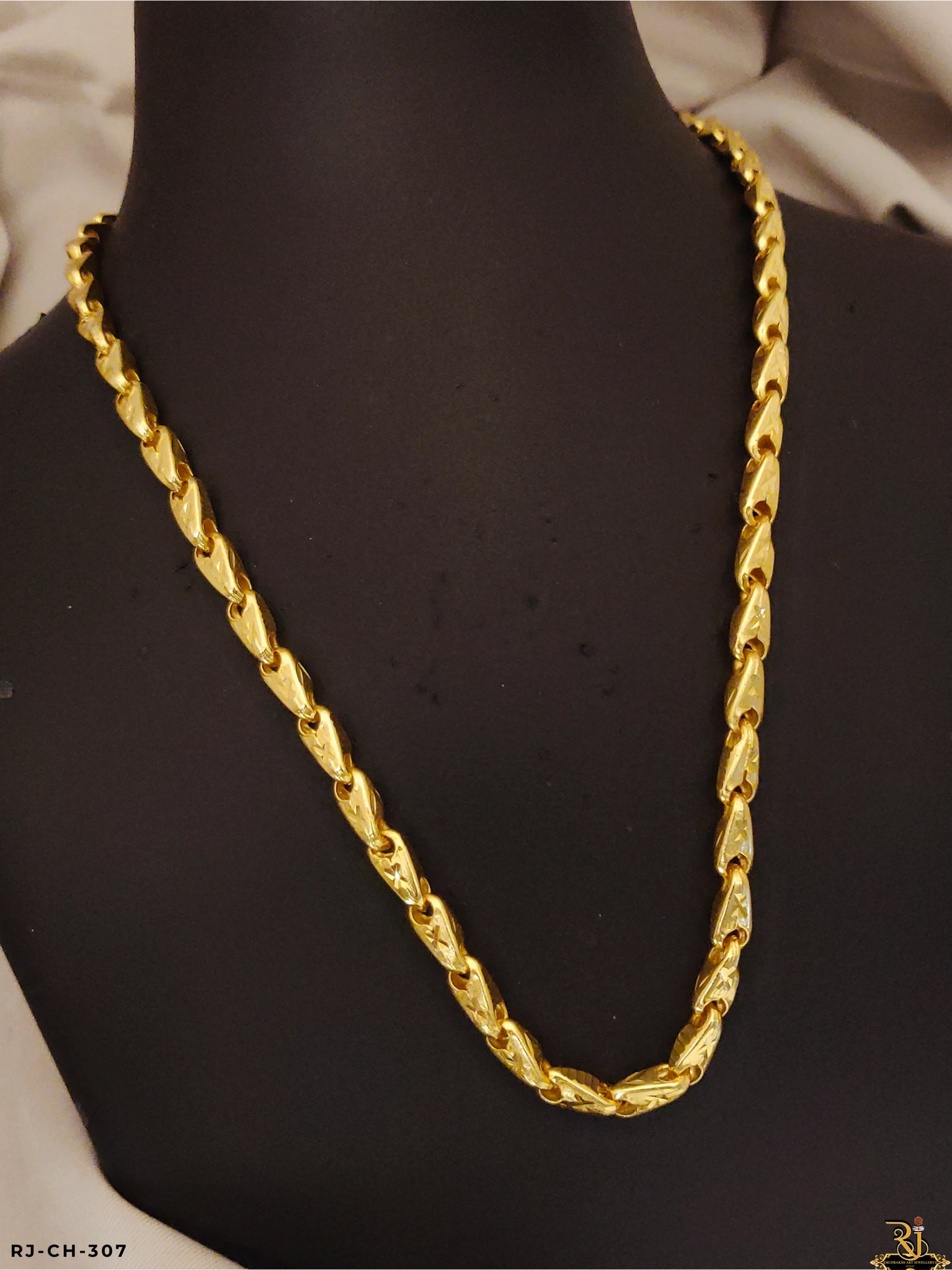 Imperial Glow Hollow Design Gold Plated Chain For Men's-CH-307