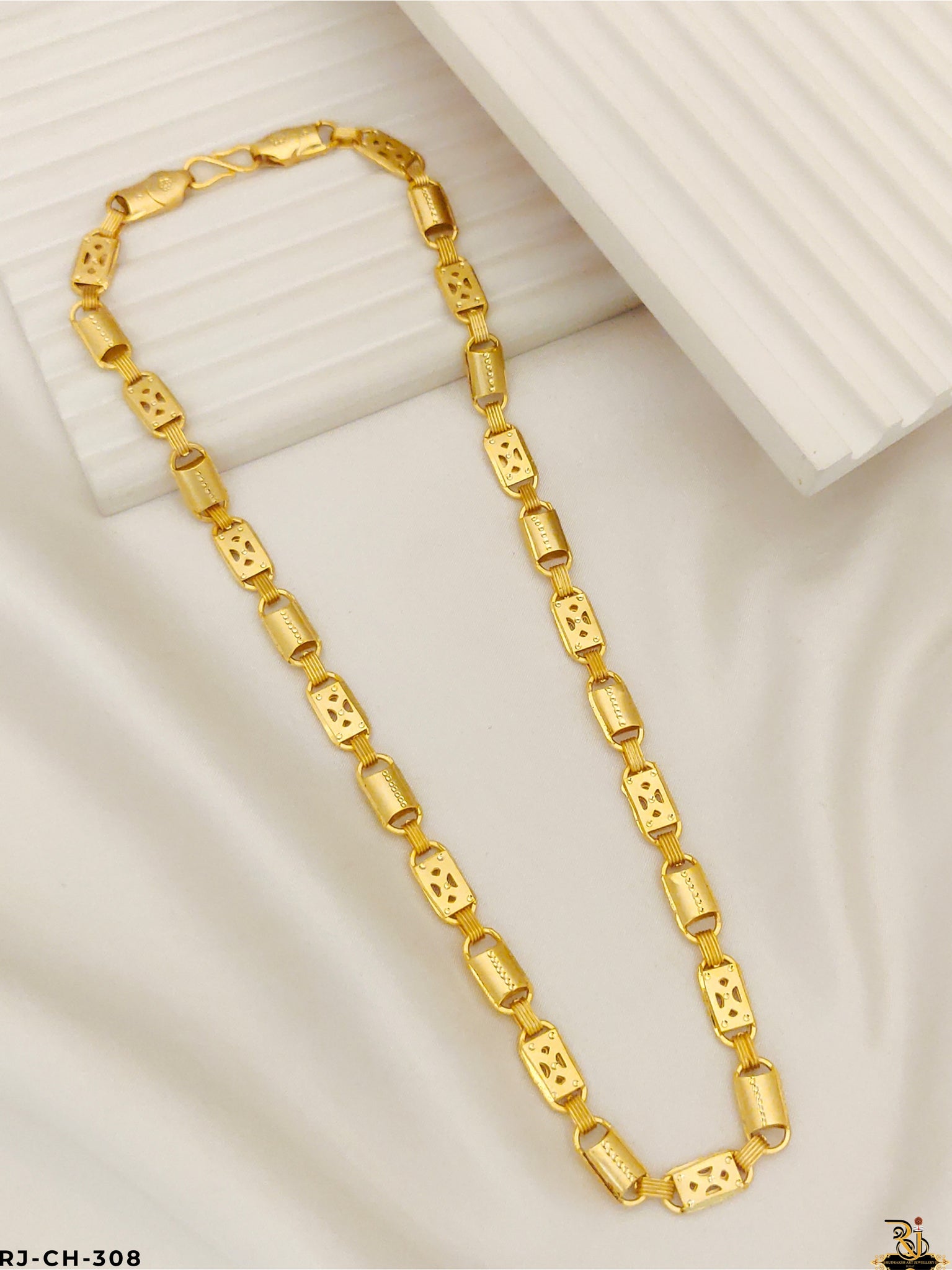 Rajwadi Indo Bridge Design Gold Plated Chain For Men's-CH-308