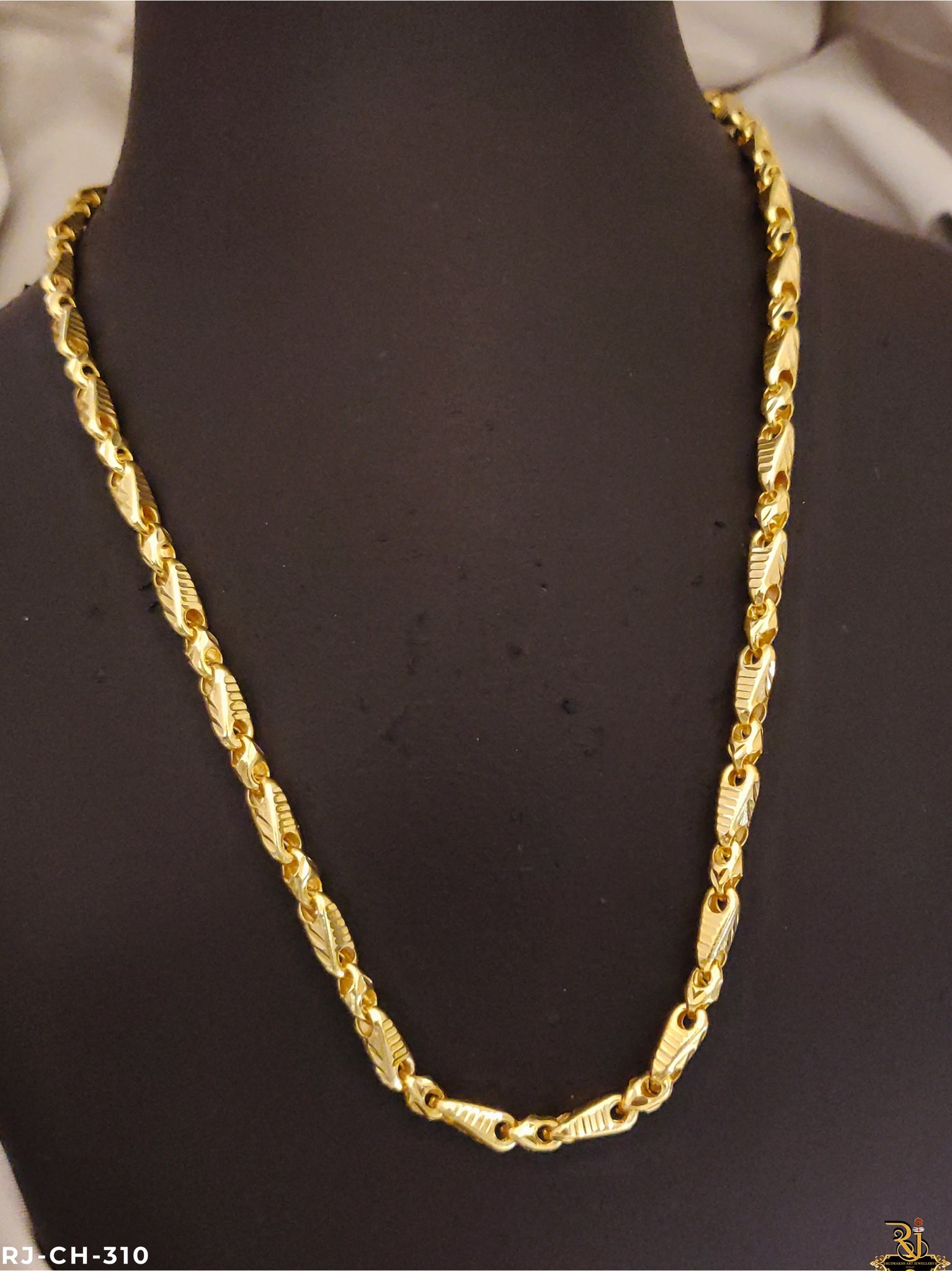 Royal look Attractive Hollow Design Gold Plated Chain For Men's-CH-310