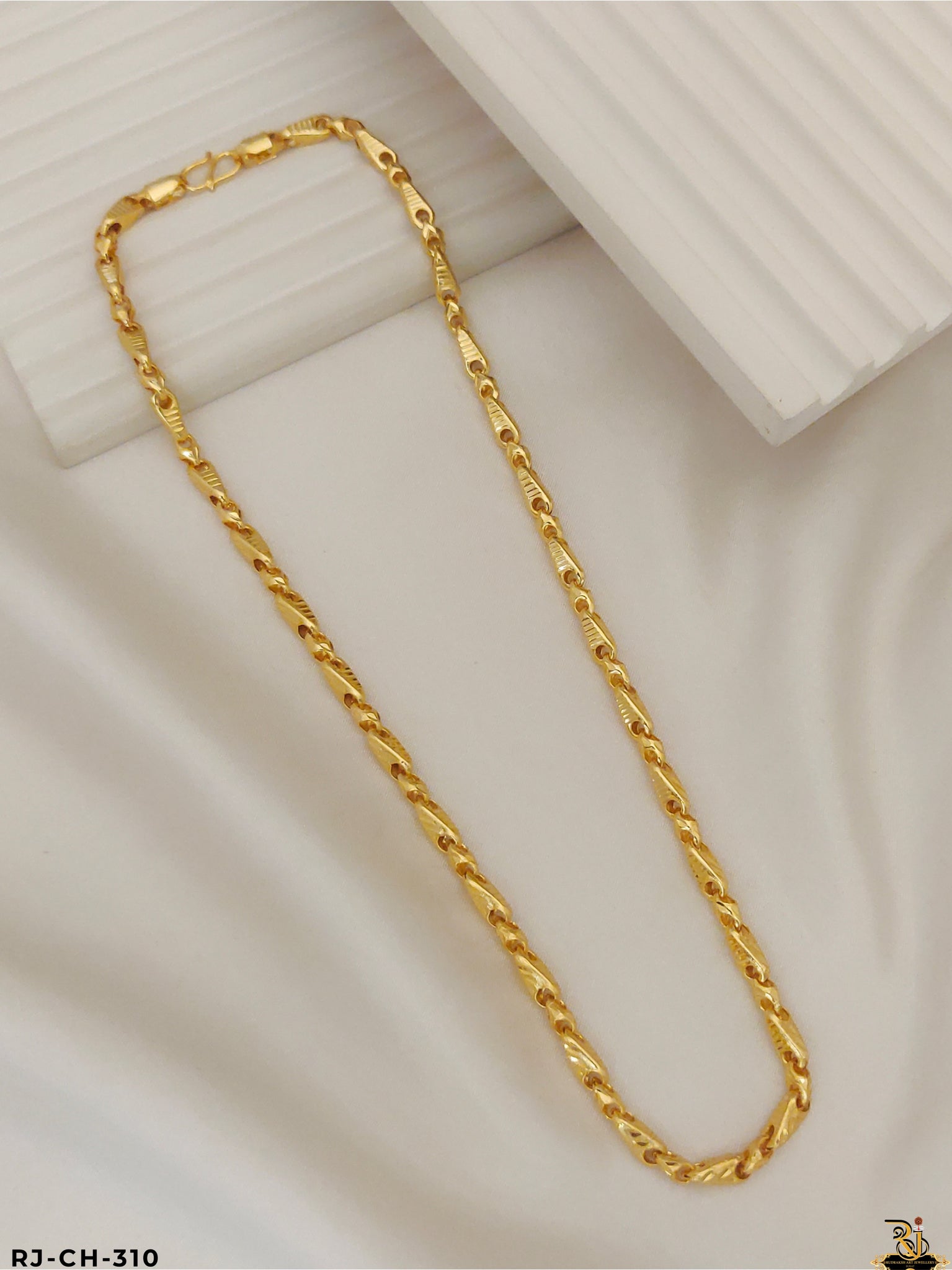 Royal look Attractive Hollow Design Gold Plated Chain For Men's-CH-310