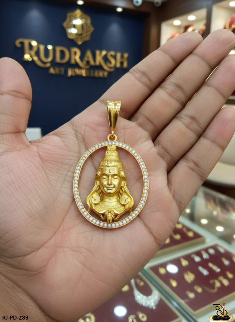 Divine Spiritual Lord Mahadev Gold Plated Pendant For Men's-PD-283