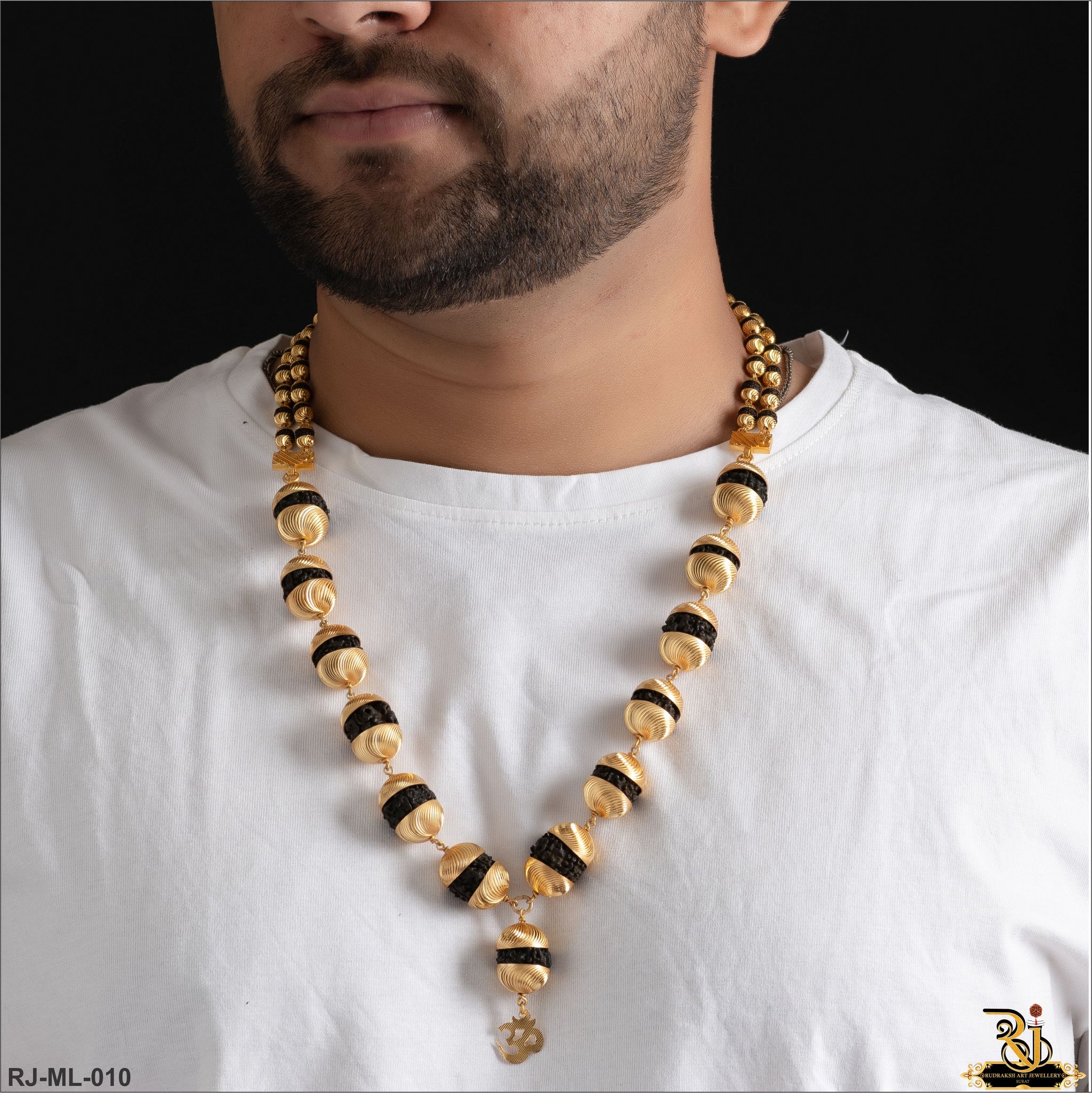 2 Line with Big Mukhi Rudraksh Mala for Men RJ-ML-010