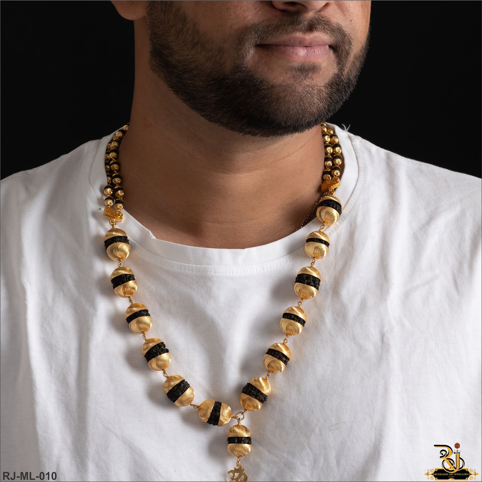 2 Line with Big Mukhi Rudraksh Mala for Men RJ-ML-010