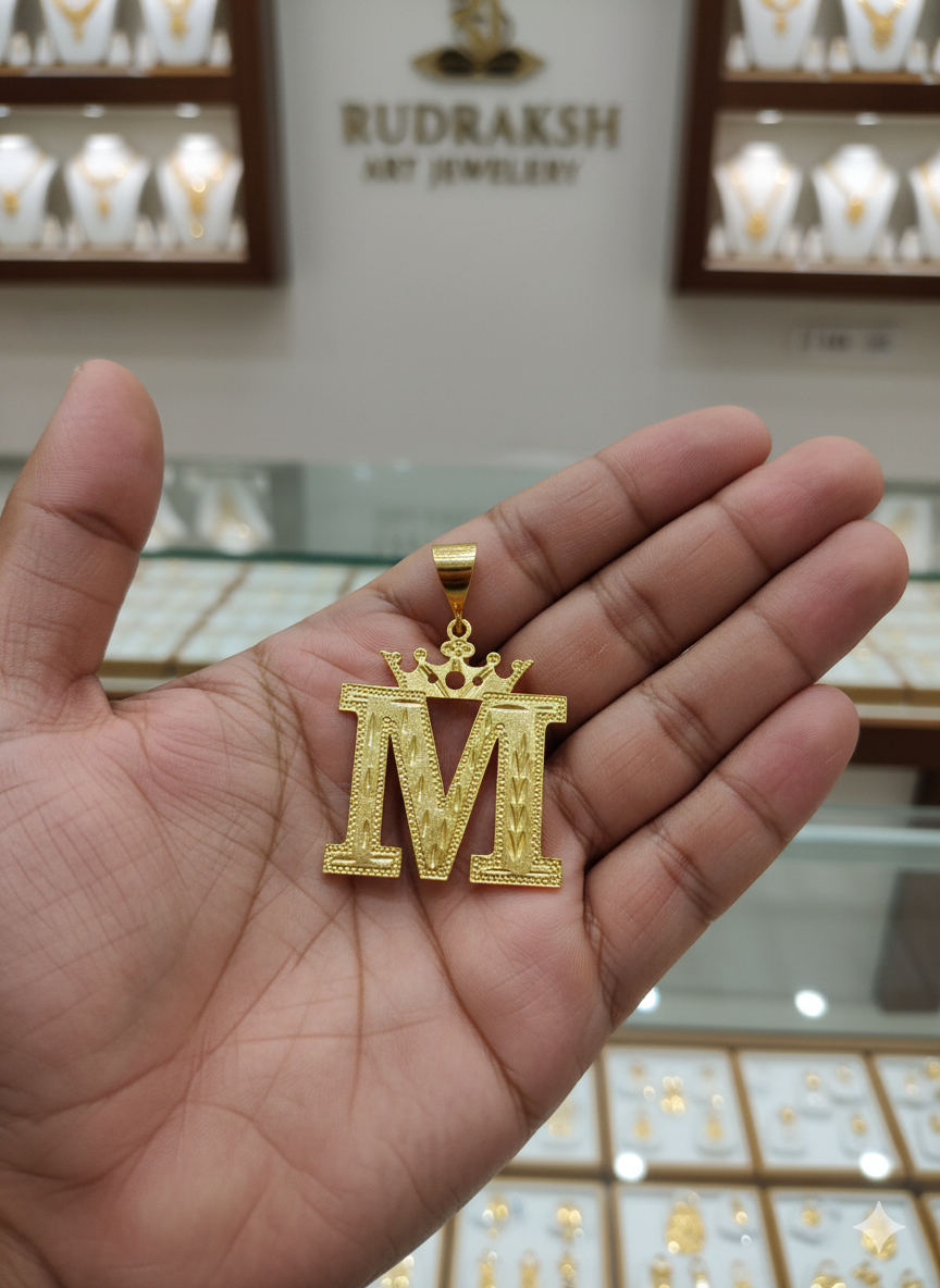 M Latter Logo Design Men’s Pendant PD-195