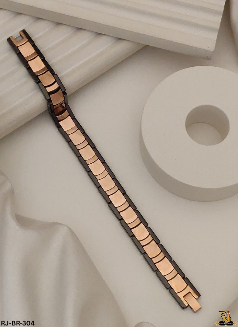 Attention Seeker Ceramic Black Rose Gold Bracelet For Men's-BR-304