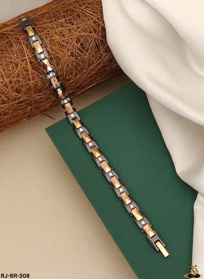 Super Quality Dual Tone Black Ceramic Bracelet For Men's-BR-308