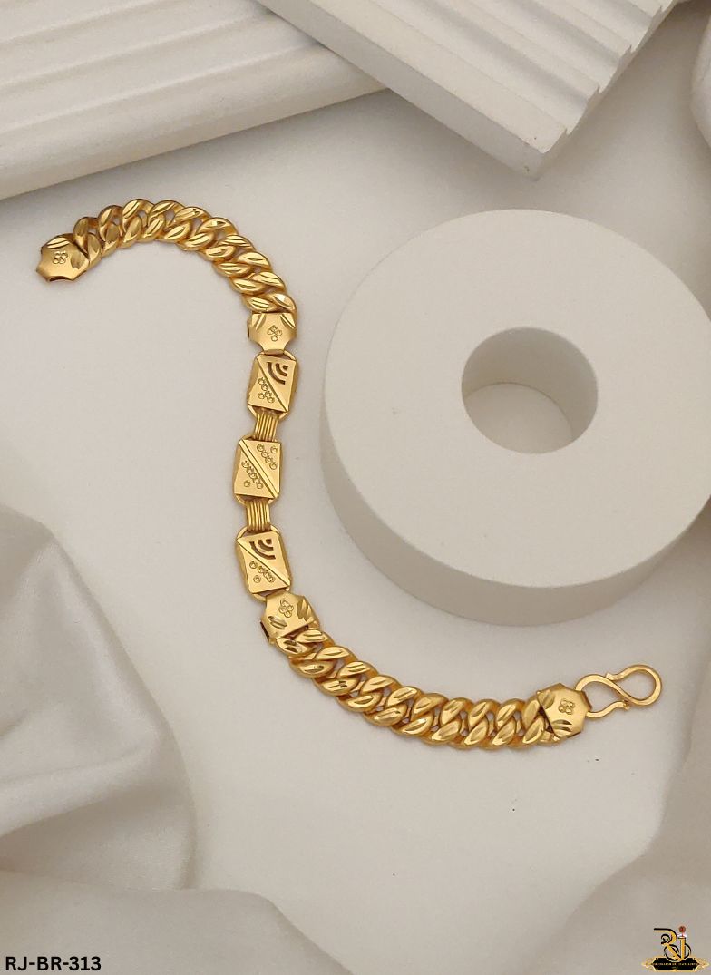 Vintage Pokal with Wifi Design Gold Plated Bracelet For Men's-BR-313