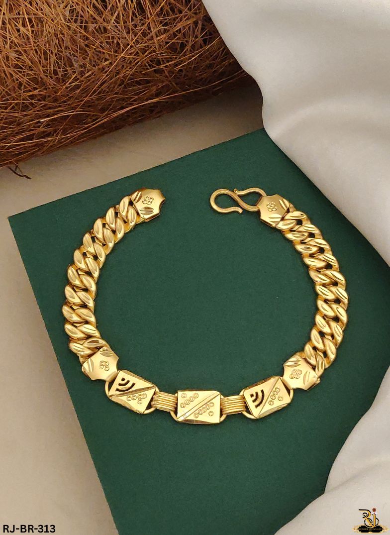 Vintage Pokal with Wifi Design Gold Plated Bracelet For Men's-BR-313