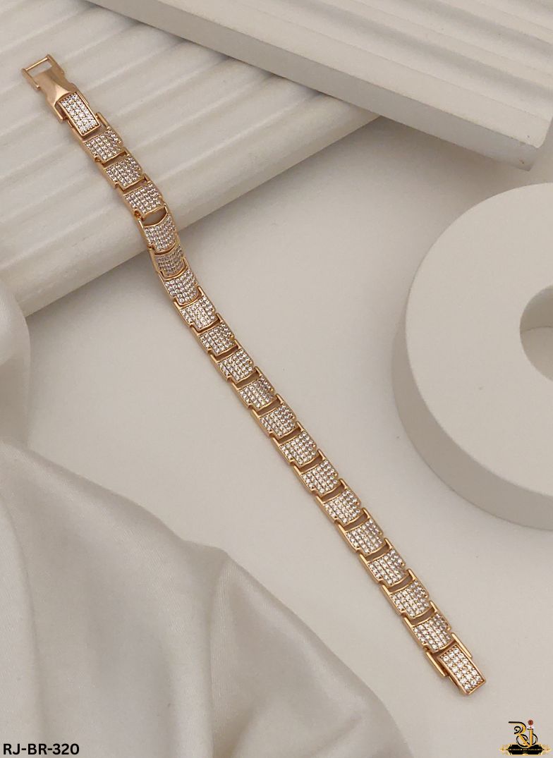 Super Quality Analogue Diamond Design Gold Plated Bracelets For Men's-BR-320