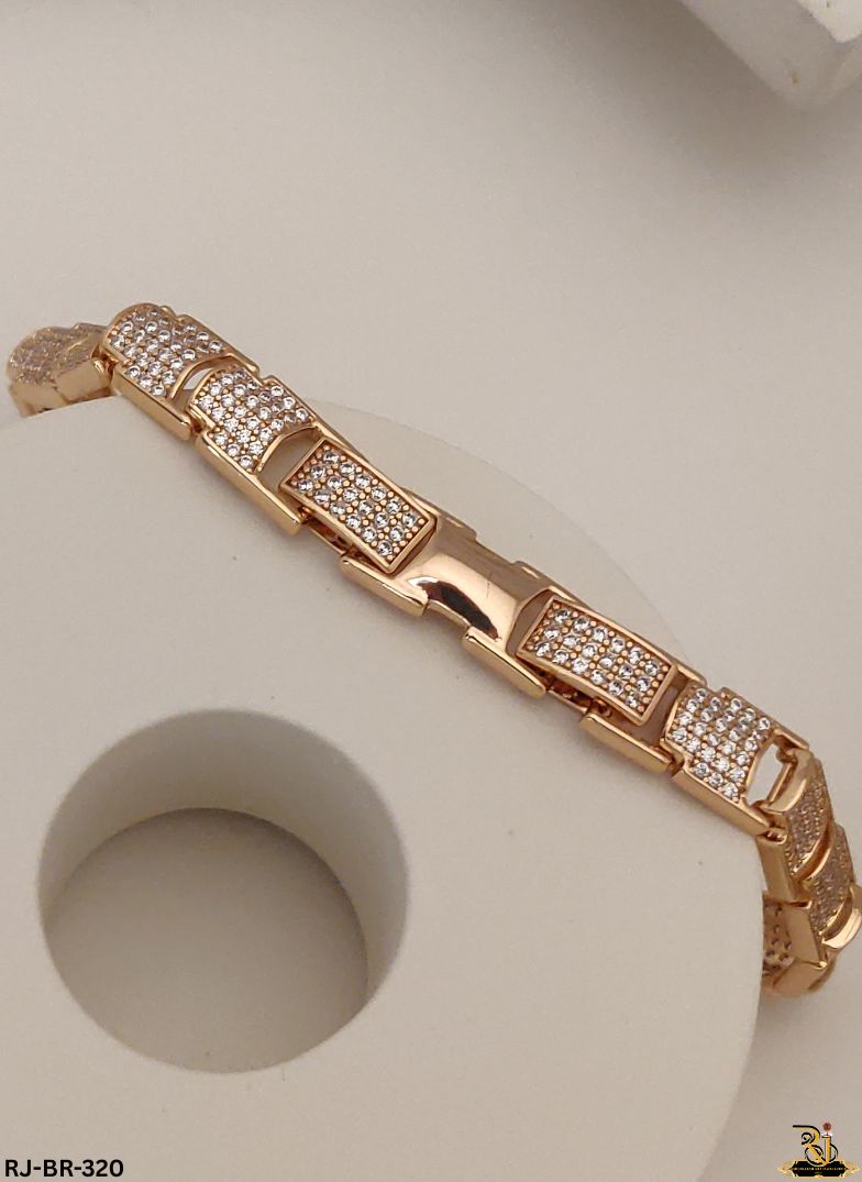 Super Quality Analogue Diamond Design Gold Plated Bracelets For Men's-BR-320