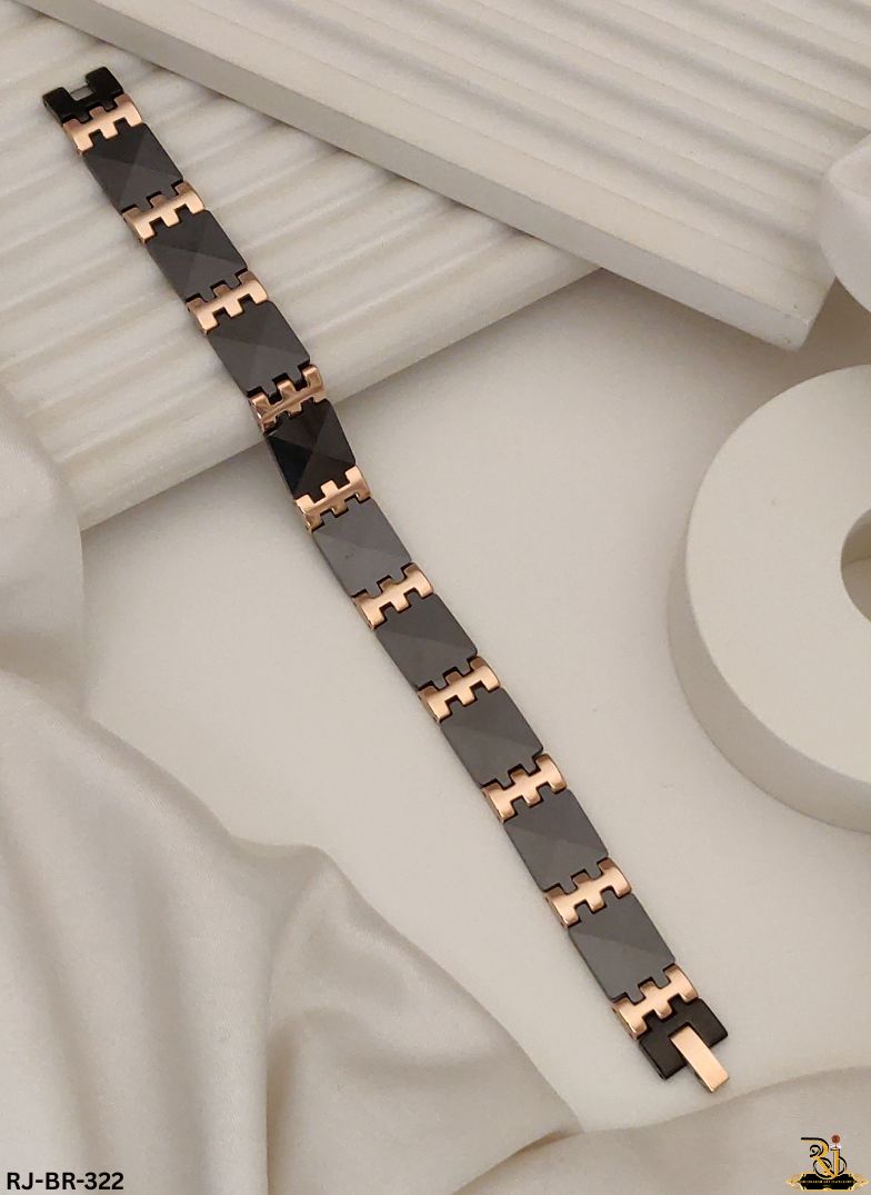 Superior Look of Black and Rose Gold Ceramic Bracelet For Men's-BR-322