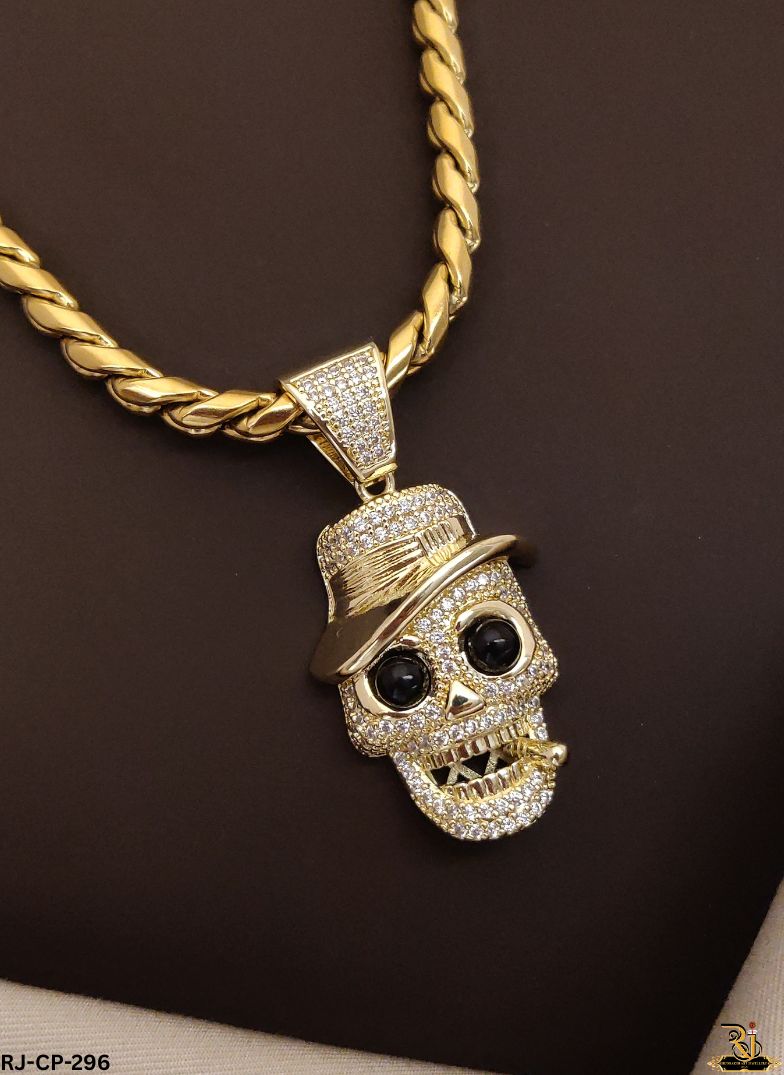 Hip-Hop Inspired Diamond Skull With Spiral Chain For Men's-CP-296