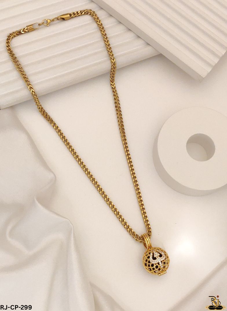 Divine Radiance Openable Trishul Pendant with Gold Plated Chain For Men's-CP-299