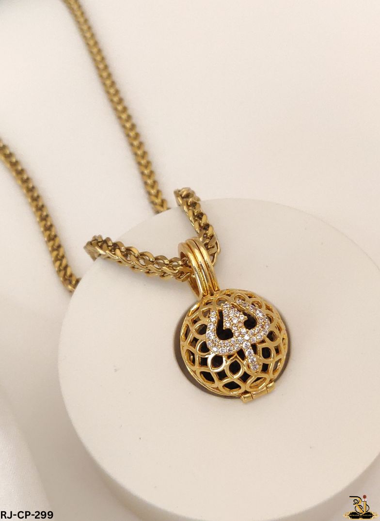 Divine Radiance Openable Trishul Pendant with Gold Plated Chain For Men's-CP-299