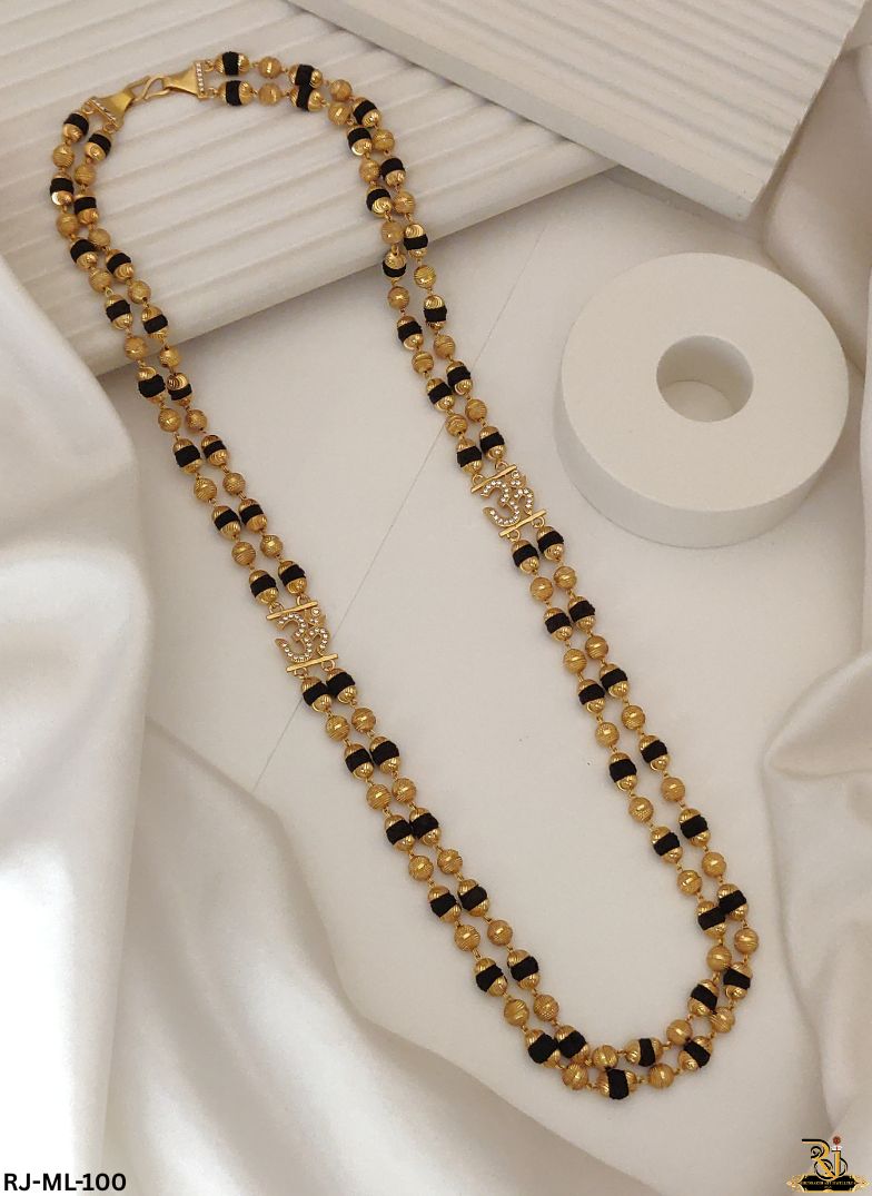 Traditional Two Line 5 Mukhi Rudraksh Mala With Om Logo For Men's-ML-100