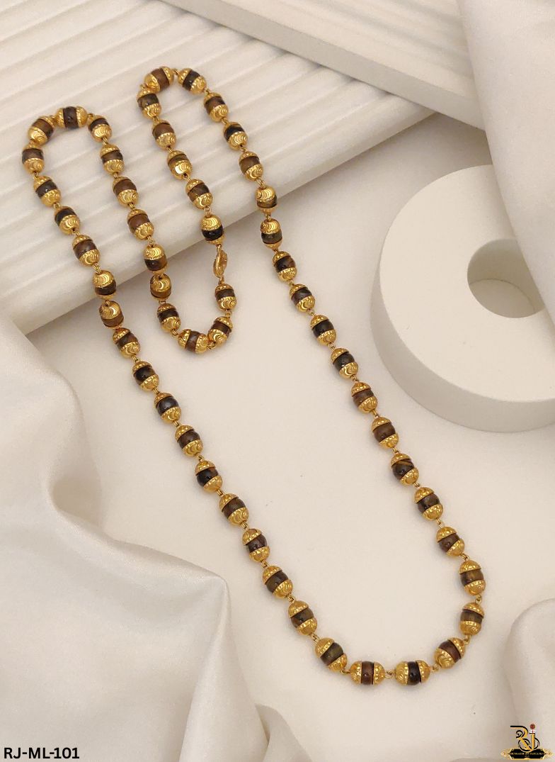 Rajwadi and Superior Tiger Stone Gold Plated Mala For Men's-ML-101