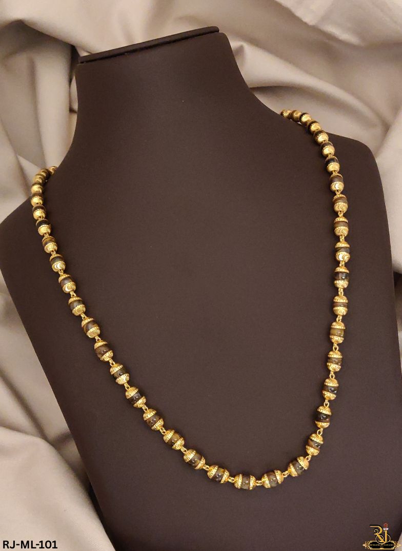 Rajwadi and Superior Tiger Stone Gold Plated Mala For Men's-ML-101