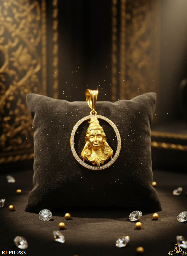 Divine Spiritual Lord Mahadev Gold Plated Pendant For Men's-PD-283